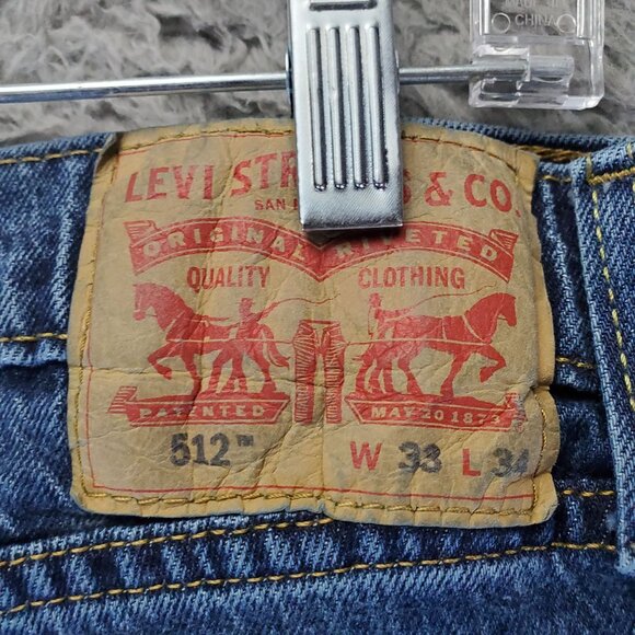Levis Jeans Mens 38x34 Blue 512 Slim Taper Stretch Denim - Picture 2 of 13